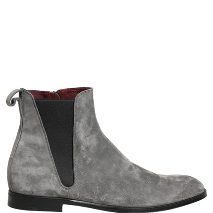 Dolce & Gabbana Gray Suede Leather Chelsea Boots Shoes