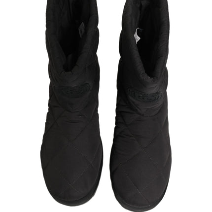 Dolce & Gabbana Black Quilted Effect Mid Calf Boots Shoes
