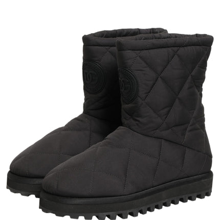 Dolce & Gabbana Black Quilted Effect Mid Calf Boots Shoes