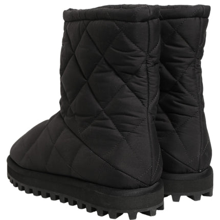 Dolce & Gabbana Black Quilted Effect Mid Calf Boots Shoes
