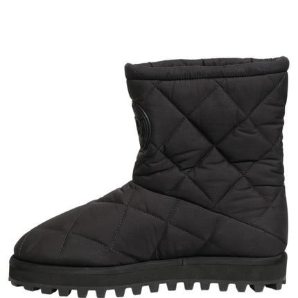 Dolce & Gabbana Black Quilted Effect Mid Calf Boots Shoes