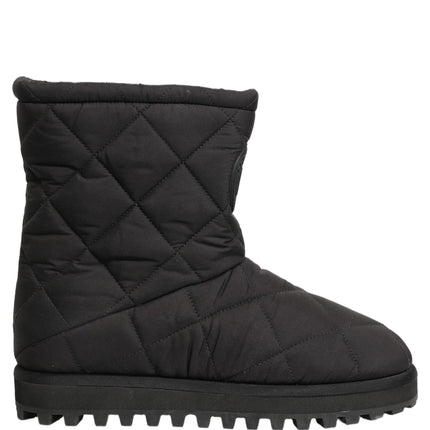 Dolce & Gabbana Black Quilted Effect Mid Calf Boots Shoes