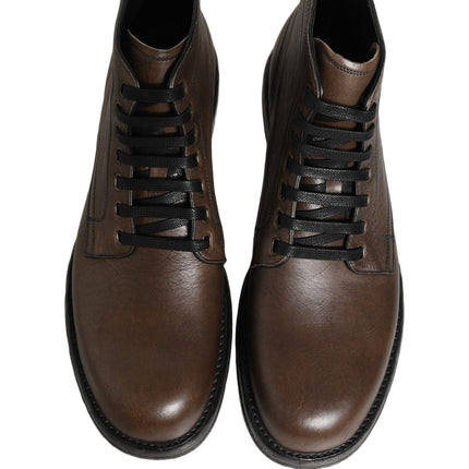 Dolce & Gabbana Brown Perugino Leather Men Ankle Boots Shoes