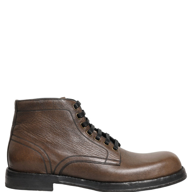 Dolce & Gabbana Brown Perugino Leather Men Ankle Boots Shoes