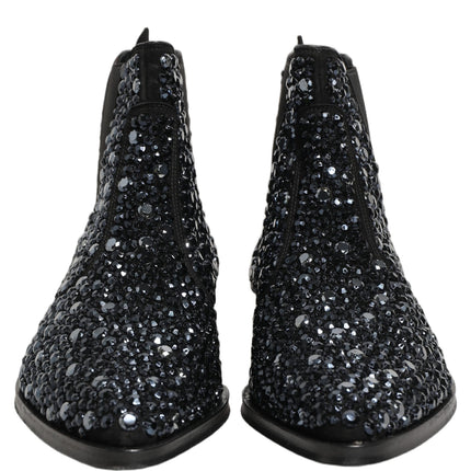 Dolce & Gabbana Black Embellished Chelsea Ankle Boots Shoes