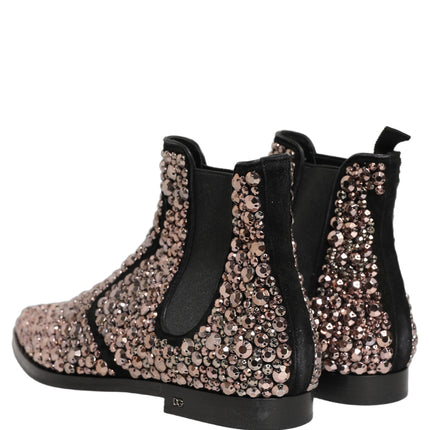 Dolce & Gabbana Silver Embellished Chelsea Ankle Boots Shoes