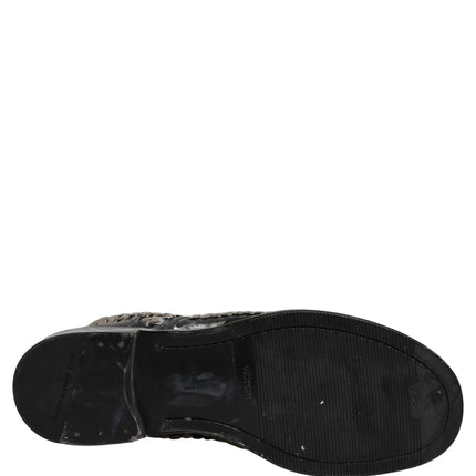 Dolce & Gabbana Black Leather Runway Studs Ankle Boots Shoes