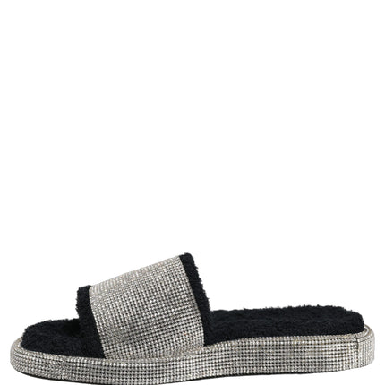 Dolce & Gabbana Black Crystal Embellished Platform Men Slides Shoes