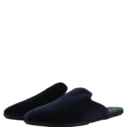 Dolce & Gabbana Dark Blue Suede Slides Flat Slipper Men Shoes