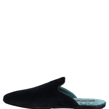 Dolce & Gabbana Dark Blue Suede Slides Flat Slipper Men Shoes