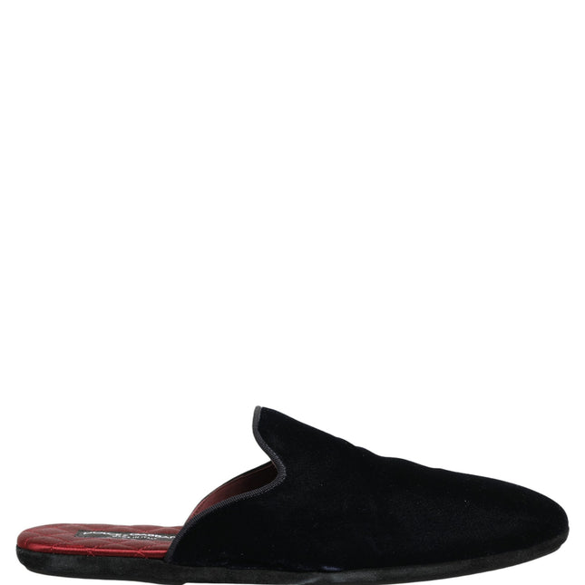 Dolce & Gabbana Dark Blue Suede Slides Flat Slipper Men Shoes
