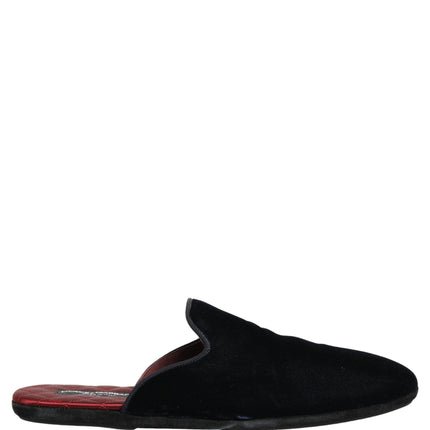 Dolce & Gabbana Dark Blue Suede Slides Flat Slipper Men Shoes