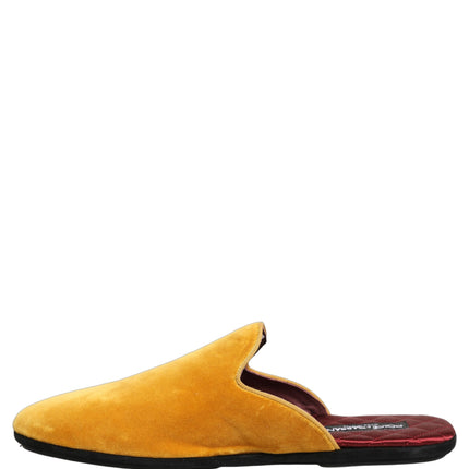 Dolce & Gabbana Yellow Suede Slides Flat Slipper Men Shoes