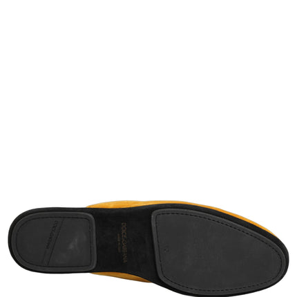 Dolce & Gabbana Yellow Suede Slides Flat Slipper Men Shoes