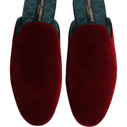 Dolce & Gabbana Red Suede Slides Flat Slipper Men Shoes