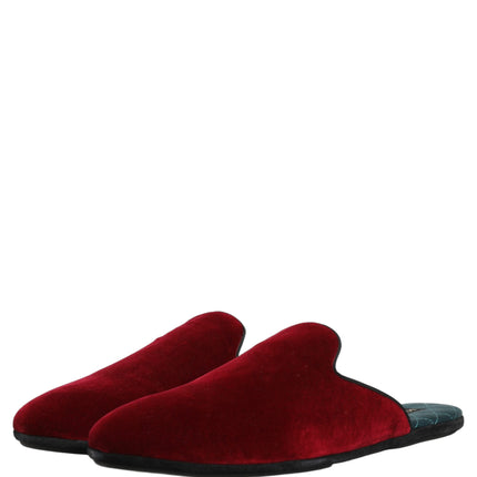 Dolce & Gabbana Red Suede Slides Flat Slipper Men Shoes