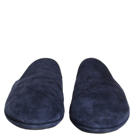 Dolce & Gabbana Blue Suede Slides Flat Slipper Men Shoes