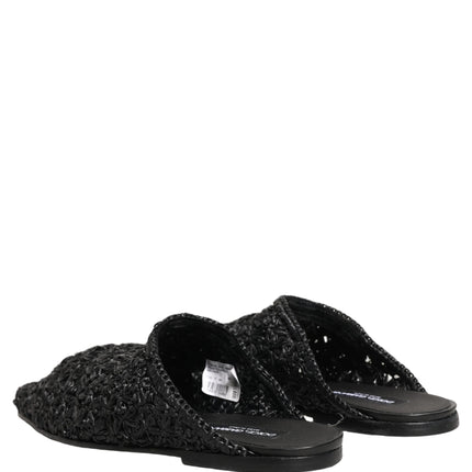 Dolce & Gabbana Black Mules Slides Slippers Men Flats Shoes