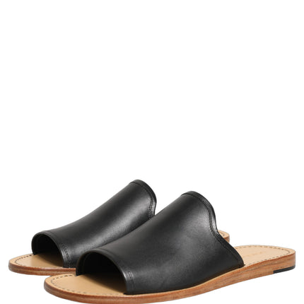 Dolce & Gabbana Brown Leather Slides Sandals Flats Men Shoes