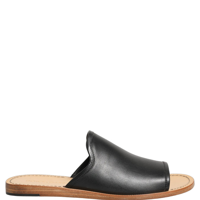 Dolce & Gabbana Brown Leather Slides Sandals Flats Men Shoes