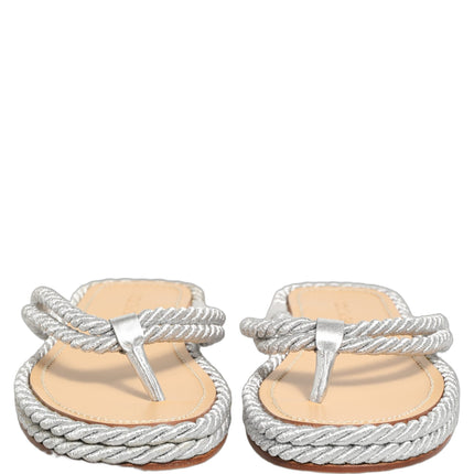 Dolce & Gabbana Silver Rope Slides Sandals Flip Flops Shoes