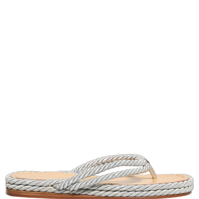 Dolce & Gabbana Silver Rope Slides Sandals Flip Flops Shoes