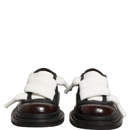 Dolce & Gabbana Brown Leather Slip On Flat Sandals Men Shoes