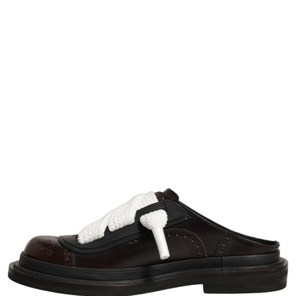 Dolce & Gabbana Brown Leather Slip On Flat Sandals Men Shoes