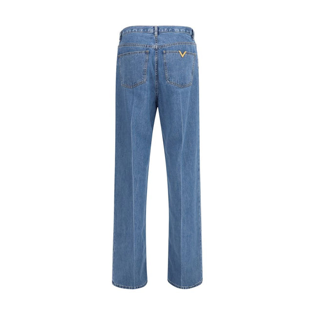 Valentino Garavani Blue Cotton Straight-Leg Jeans