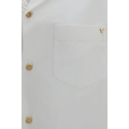 Valentino White Cotton Shortsleeve Shirt