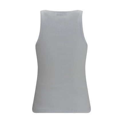 Ganni White Cotton Sleeveles T-Shirt