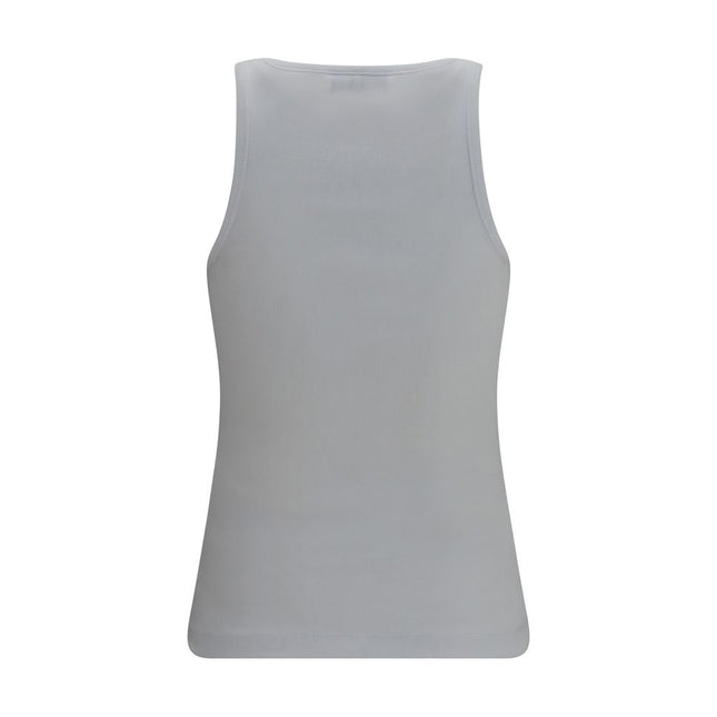 Ganni White Cotton Sleeveles T-Shirt