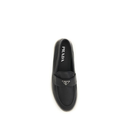 Prada Black Calf Leather Bos Taurus Slip-On Loafers