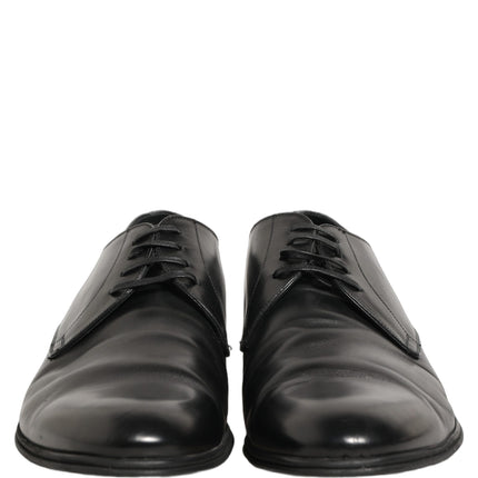 Dolce & Gabbana Black Leather Men Derby Dress Formal Shoes
