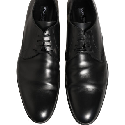 Dolce & Gabbana Black Leather Men Derby Dress Formal Shoes