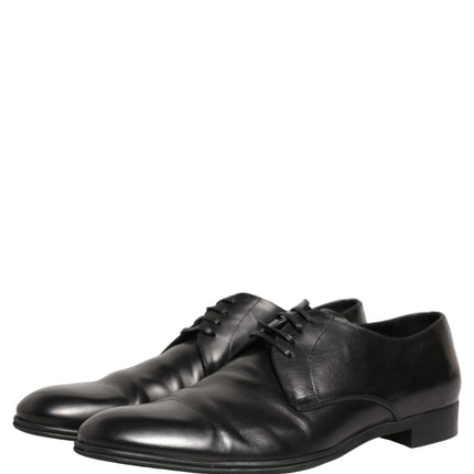 Dolce & Gabbana Black Leather Men Derby Dress Formal Shoes