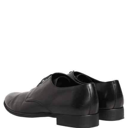 Dolce & Gabbana Black Leather Men Derby Dress Formal Shoes