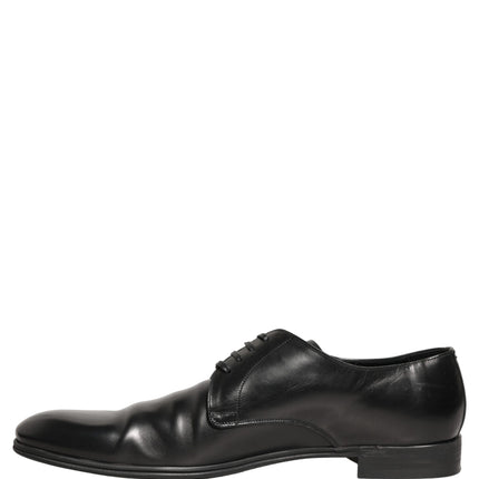 Dolce & Gabbana Black Leather Men Derby Dress Formal Shoes