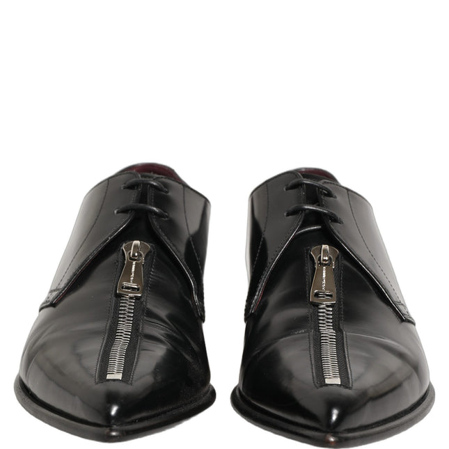 Dolce & Gabbana Black Leather Men Derby Dress Formal Shoes
