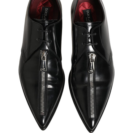 Dolce & Gabbana Black Leather Men Derby Dress Formal Shoes