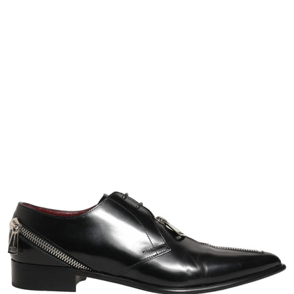 Dolce & Gabbana Black Leather Men Derby Dress Formal Shoes