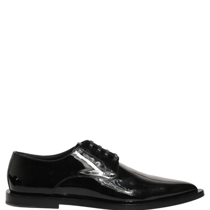 Dolce & Gabbana Black Leather Men Derby Dress Formal Shoes