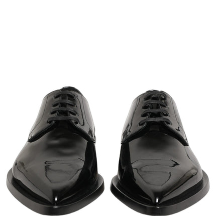 Dolce & Gabbana Black Leather Men Derby Dress Formal Shoes