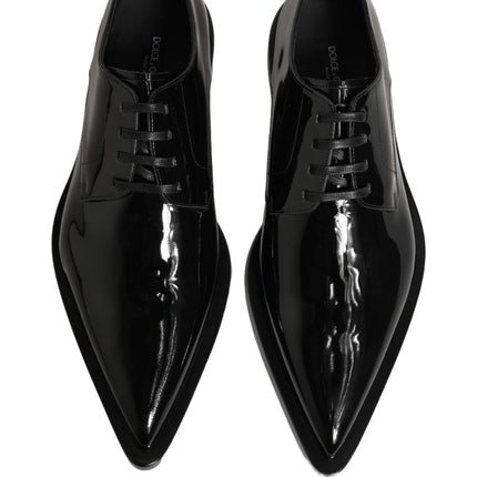 Dolce & Gabbana Black Leather Men Derby Dress Formal Shoes