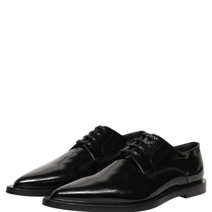 Dolce & Gabbana Black Leather Men Derby Dress Formal Shoes