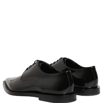 Dolce & Gabbana Black Leather Men Derby Dress Formal Shoes