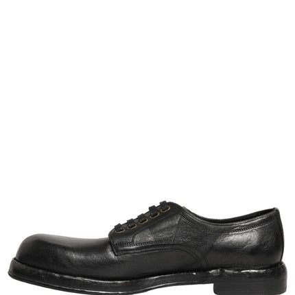 Dolce & Gabbana Black Leather Lace Up Derby Dress Men Shoes