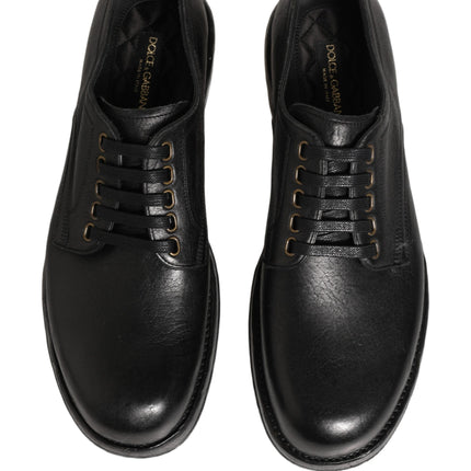 Dolce & Gabbana Black Leather Lace Up Derby Dress Men Shoes