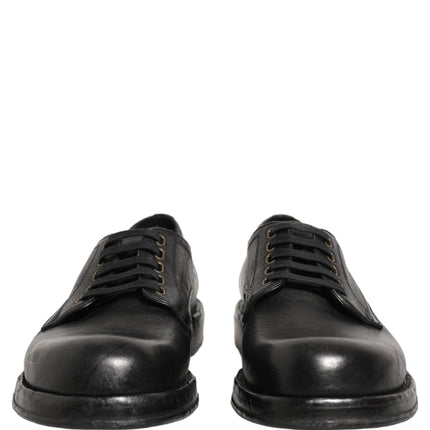 Dolce & Gabbana Black Leather Lace Up Derby Dress Men Shoes