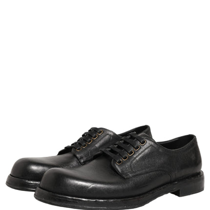 Dolce & Gabbana Black Leather Lace Up Derby Dress Men Shoes